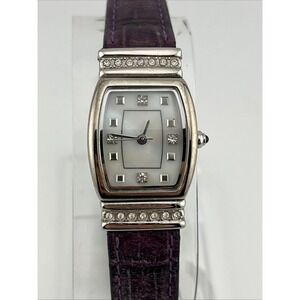 Mary Kay Watch Women Reversible Black/Purple Band MOP Dial- New Battery